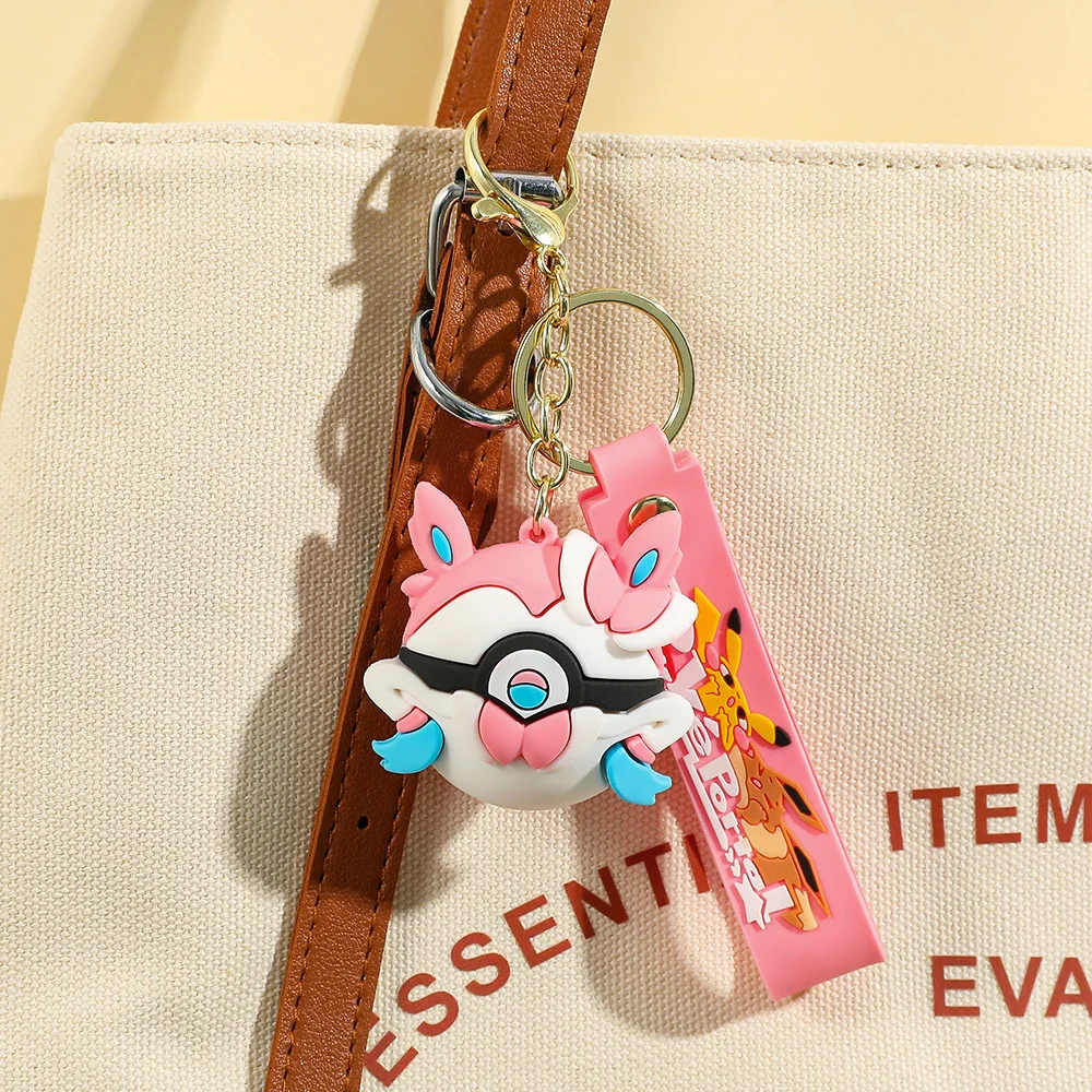 Neuer Cartoon-Schlüsselanhänger, Eevee-Evolution-Anhänger, Schlüsselring im Anime-Stil für Autoschlüssel, Taschenanhänger, Sammlerstück, Geschenk. – Detail 7