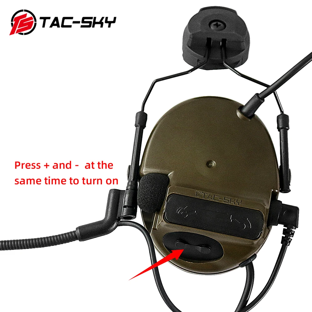 TS TAC-SKY Tactical Hunting TACSKY III Silicone Headset with PTT U94 Button and Headset Replacement Headband
