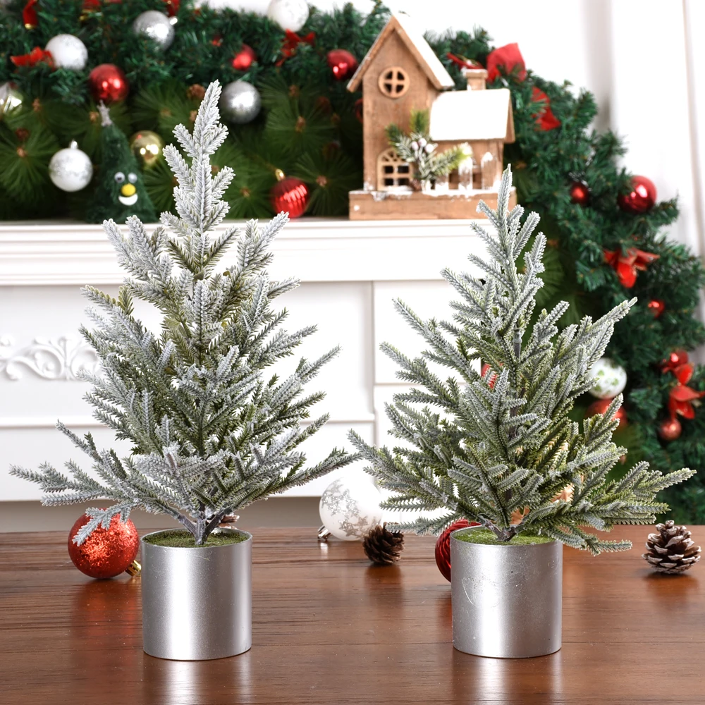 

1 шт., мини-искусственная рождественская елка, рождественская кедровая столешница, белая сосновая игольная елка, витрина для стола, рождественские украшения
