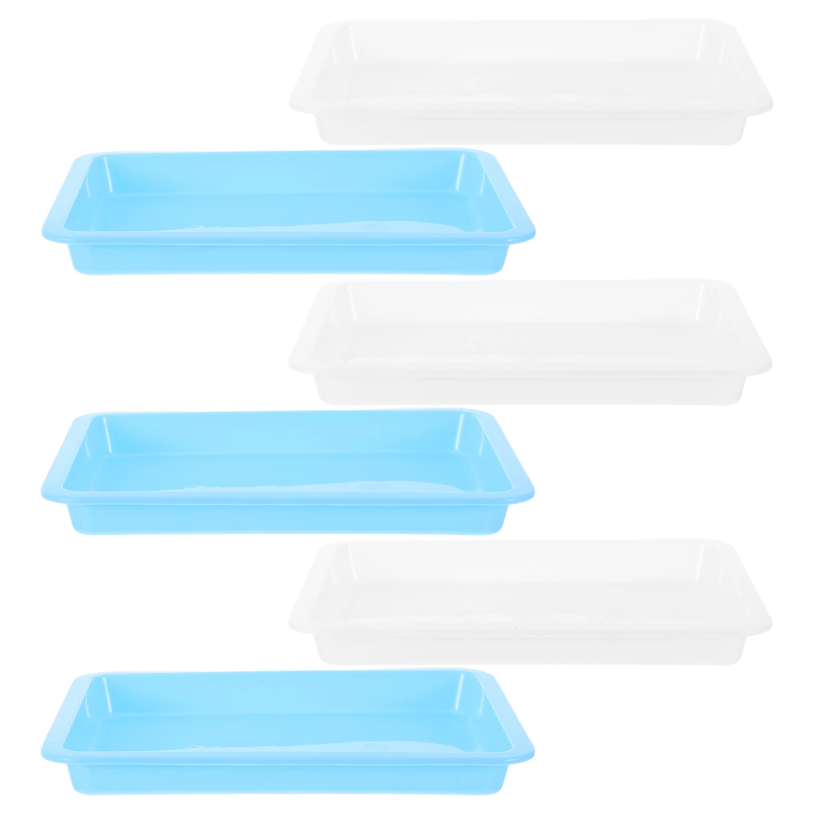 

6pcs Lab Containment Trays Leakproof Plastic Reagent Trays Medical Teaching Tools Scientific Experiment Classroom Storage