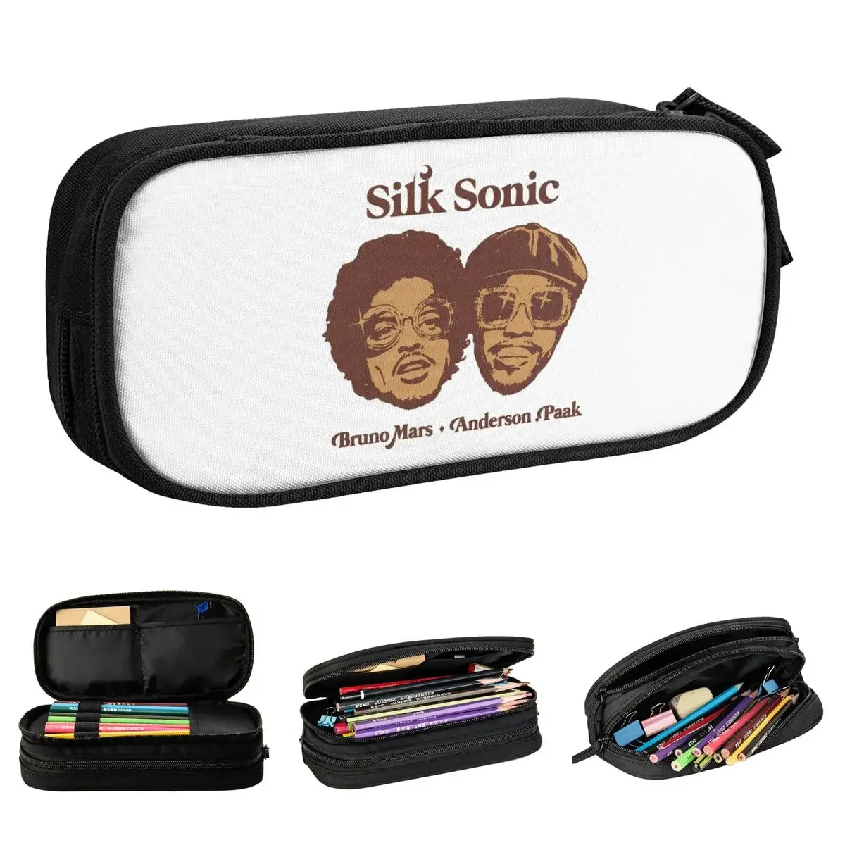 Bruno Mars Rock Metal American Singer Pencil Case Fashion Pen Holder Bag Kids Big Capacity School Supplies Gifts Pencil Pouch