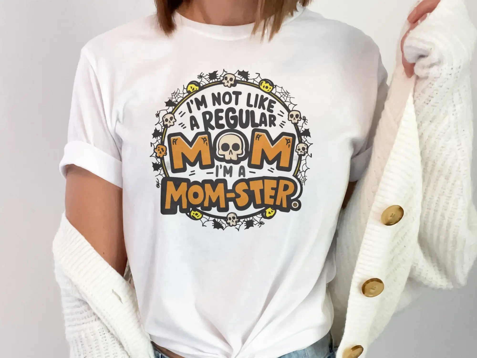 Unique Momster T Shirt I'M Not Like A Regular Mom Mother'S Day Fun Skull Design