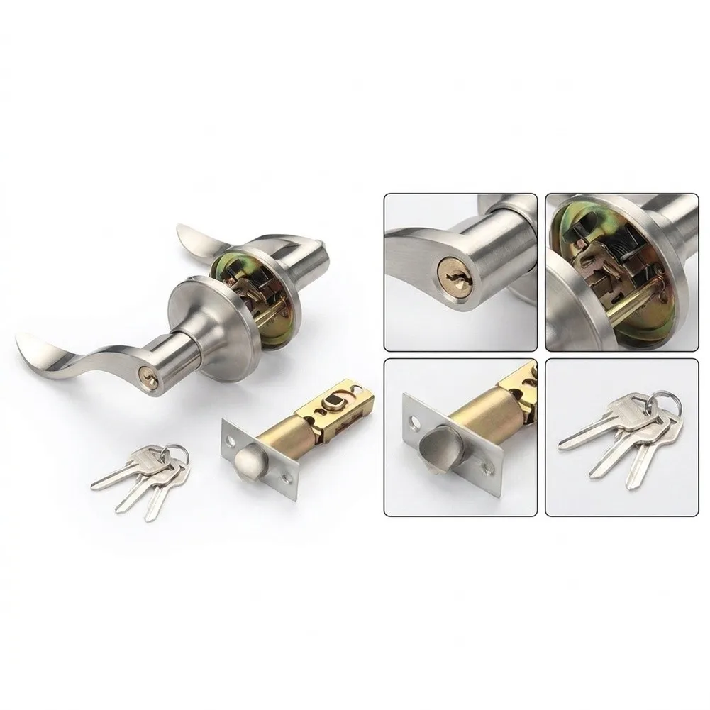 Adjustable Backset Keyed Lever Door Lock 60mm or 70mm for Left Right Handed Doors 25mm to 45mm Thickness Range