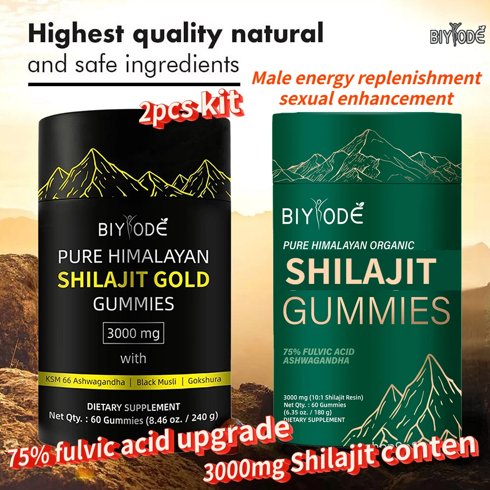 BIYODE Shilajit Amino Acid 100% Natural Mineral Pure Himalayan Shilajit Gold Gummies Men Maintain Energy Improve Body Immunity