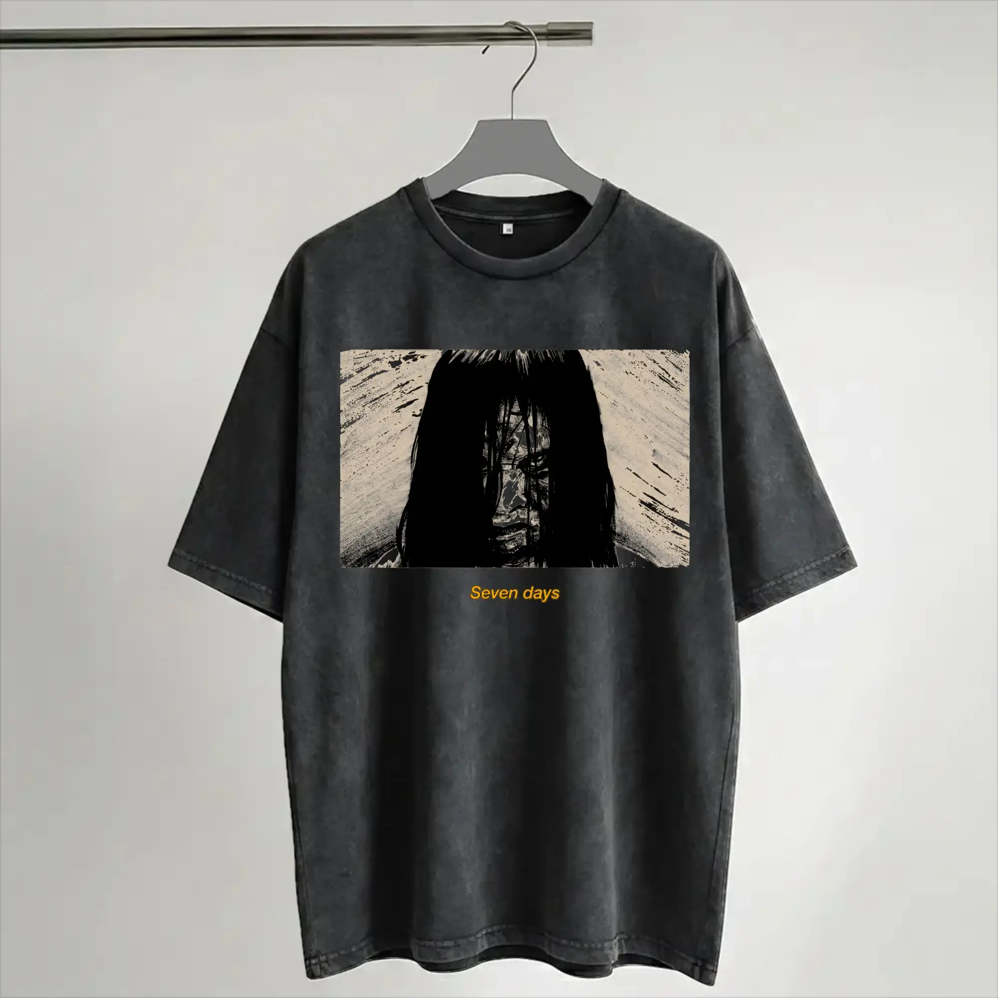 The Ring Horror Movie Washed T Shirt Streetwear Hip Hop Retro T-Shirts  Tees Men Women Short Sleeve Harajuku