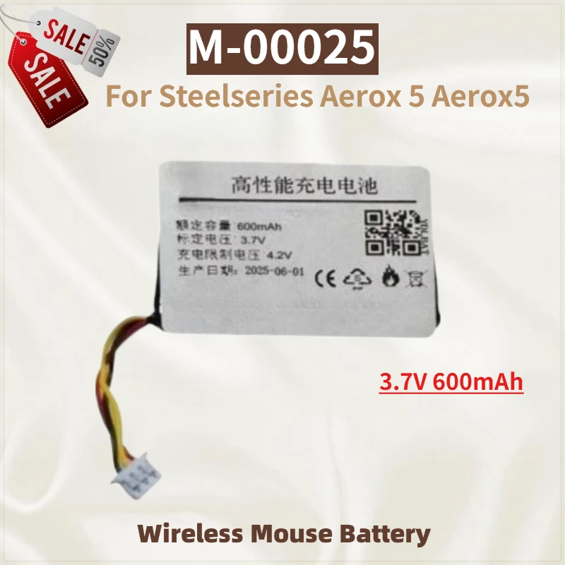 

M-00025 Replacement Digital Battery 3.7V 600mAh for Steelseries Aerox 5 Aerox5 Wireless Gaming Mouse Lithium Polymer Batteries