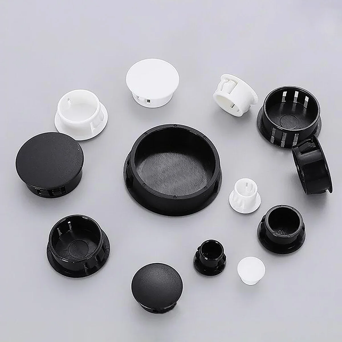 5mm-50mm Snap-on Hole Plug Round Plastic Black/Milky White Blanking End Caps Tube Pipe Inserts Plug Bung