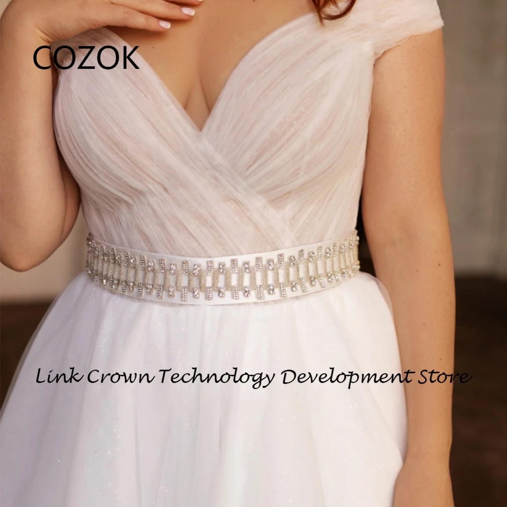 COZOK Fashion Plus Size Wedding Dresses for Women 2024 Soft Tulle Strapless Bridal Gowns with Beading Summer Vestidos De Novia