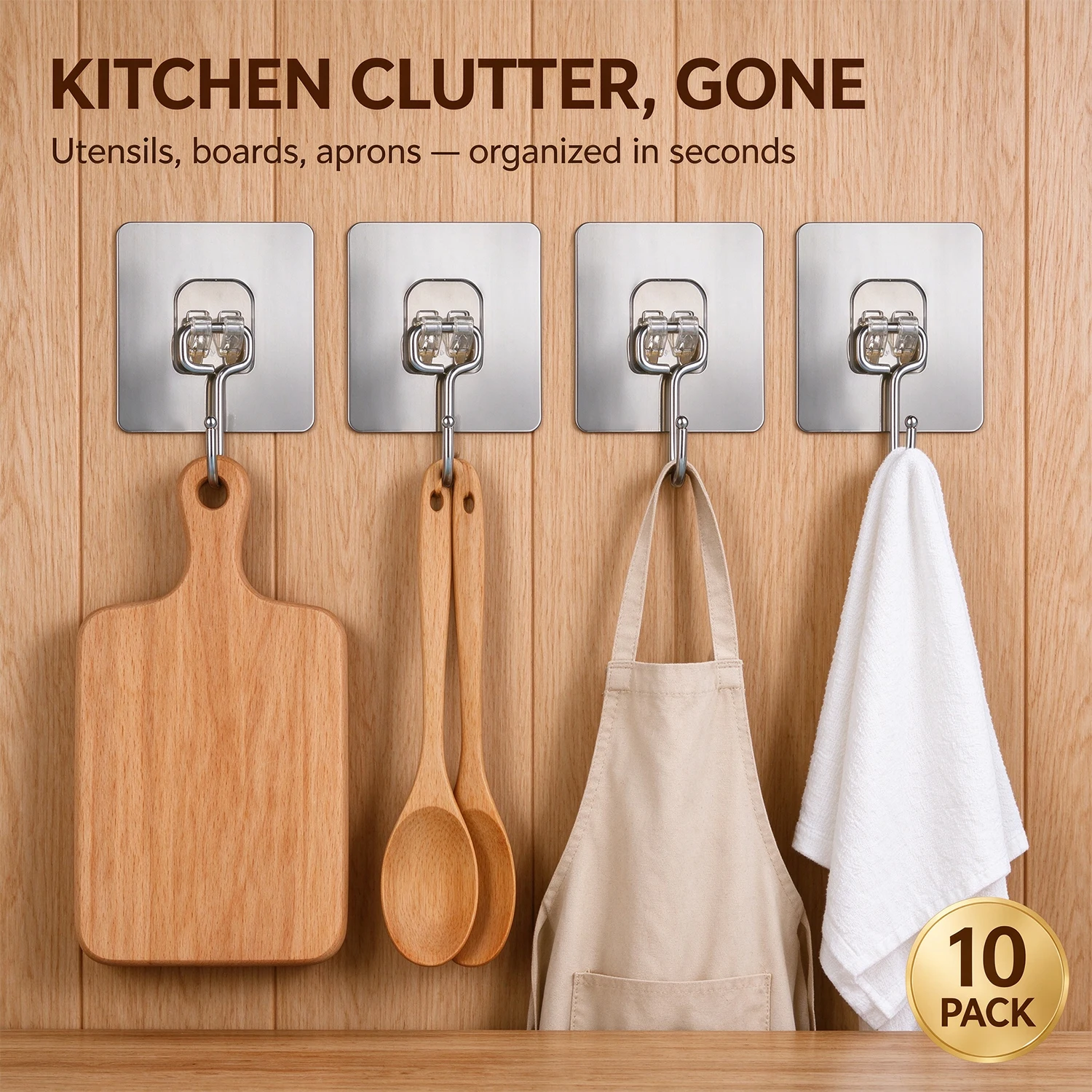 Waterproof and Oilproof Wall Hooks, Sticky Hooks for Kitchen Bathroom Shower Door Outdoor Wall Hanging Door Self-adhesive