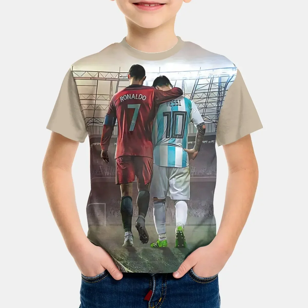 نجم كرة القدم CR7 طباعة ملابس الطفل 5 إلى 14 سنة الذكور الملابس في الهواء الطلق ل رونالدوس الأطفال صبي فتاة الطفل تي شيرت قميص حريمي #6