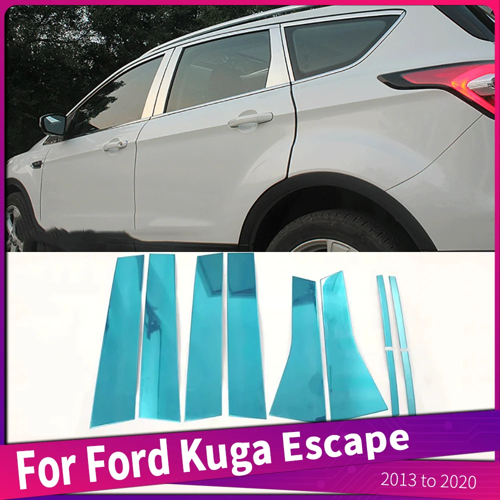 

Car Styling For Ford Kuga Escape 2013-2020 Stainless Steel Window Trims Center Pillar B + C Pillar Cover Trim Accessories 8Pcs