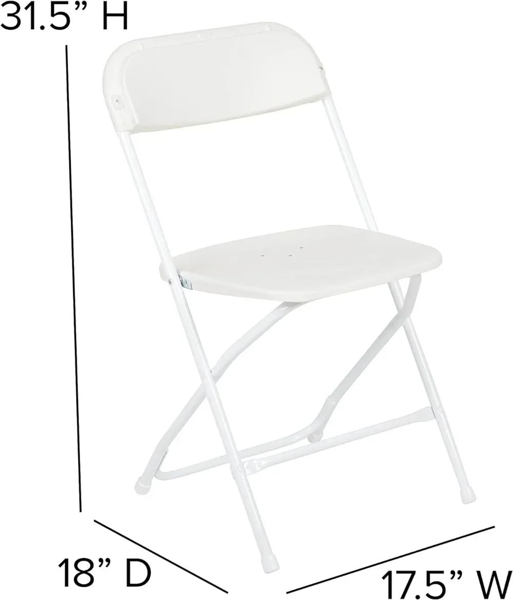 Silla plegable de plástico serie, asiento blanco, capacidad de peso de 650lb, cómodo, ligero, ideal para eventos, paquete de 6 unidades