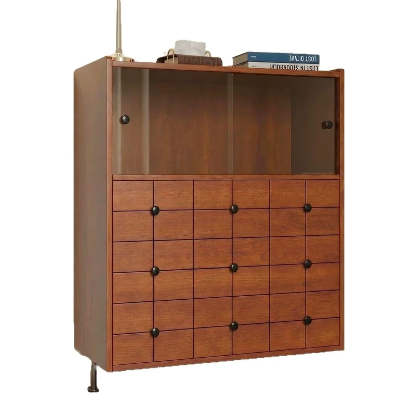 LTT Nordic solid wood three-bucket cabinet solid wood simple modern dining side storage cabinet locker