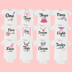 Monthly Milestone Baby Grow Bodysuit  Girls 1-12 Months Baby Shower Gift Month Pictures Monthly Jumpsuit Clothes Infant Romper