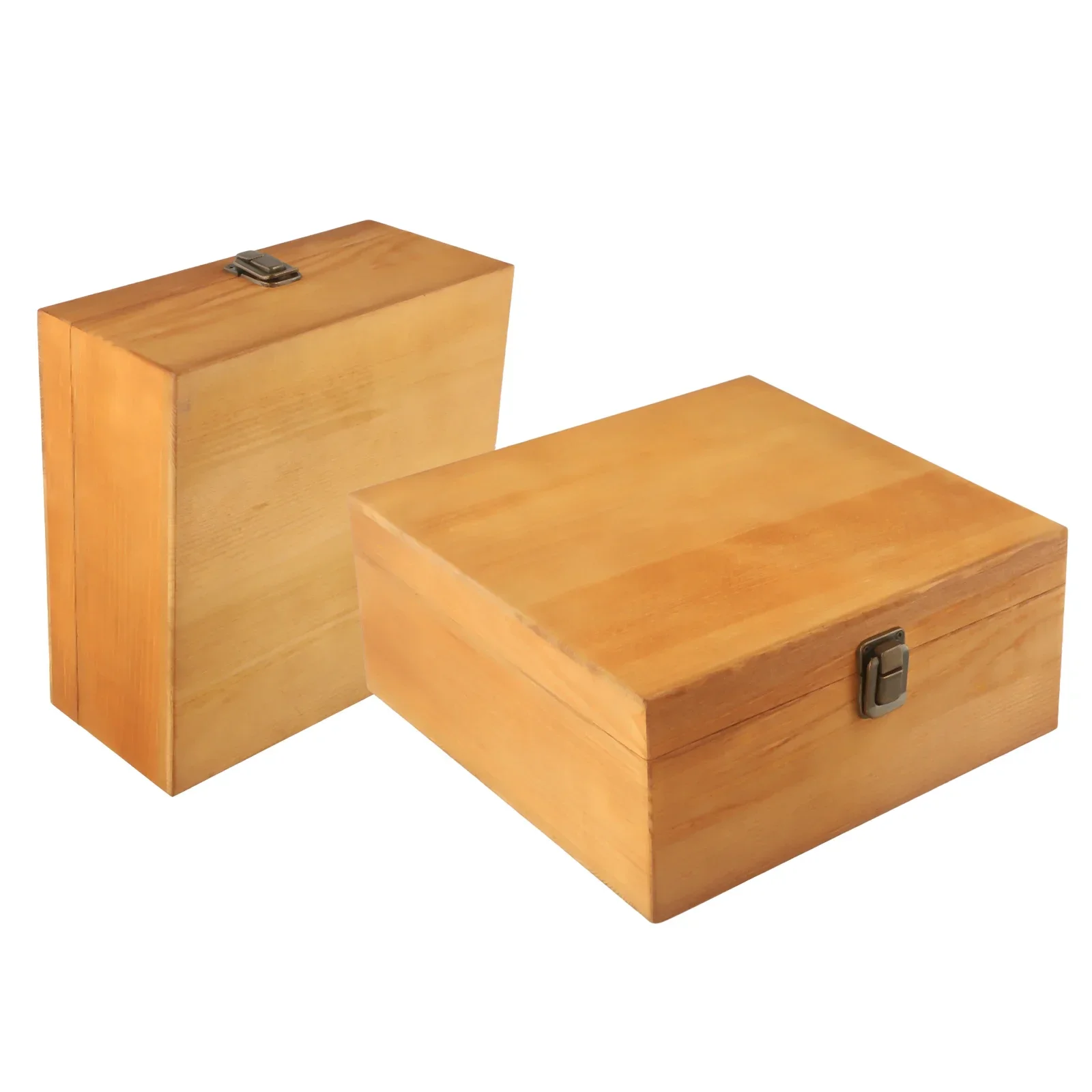 Pine Wooden Storage Box Flip Gift Handmade Large-Capacity Rectangular Retro Metal Lock Supplies Treasure Chest Storage Boxes