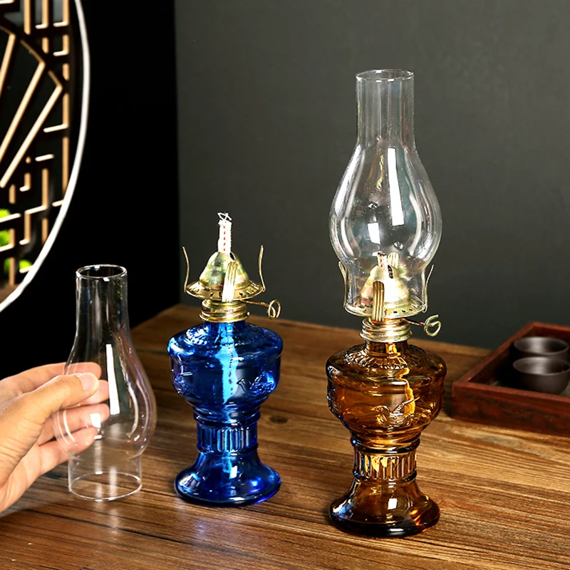 Glass Kerosene Oil Lamps For Indoor Decoration Hurricane Lamp Glass Chimney Kerosene Lamp Lantern  Camping Emergency Lighting