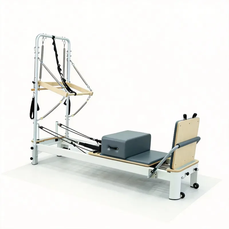 YTTIN Premium Top Aluminum Pilates Reformer With Tower Half Elevated Fitness Equipment For Home Studio Core Strength Training