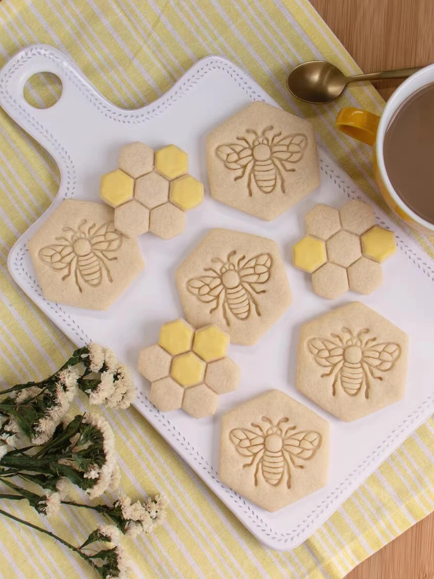 Emporte-pièce en nid d'abeille, motif d'insecte et d'abeille, gaufreur de biscuits Fondant, moule artisanal en pain d'épices, outil de décoration de gâteau Fondant à faire soi-même