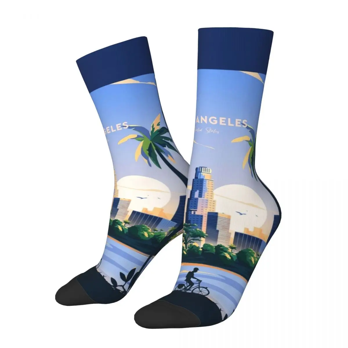 Harajuku Los Angeles United States City Soccer Crew Socks Accessories Middle Tube Socks Birthday Present for Him Her