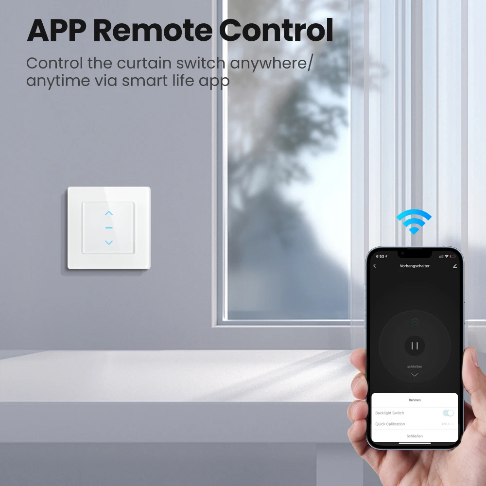 AVATTO Tuya WiFi Smart Curtain Switch,Roller Blinds Shutter Electric Touch Switch Remote Control works Alexa Google home Alice