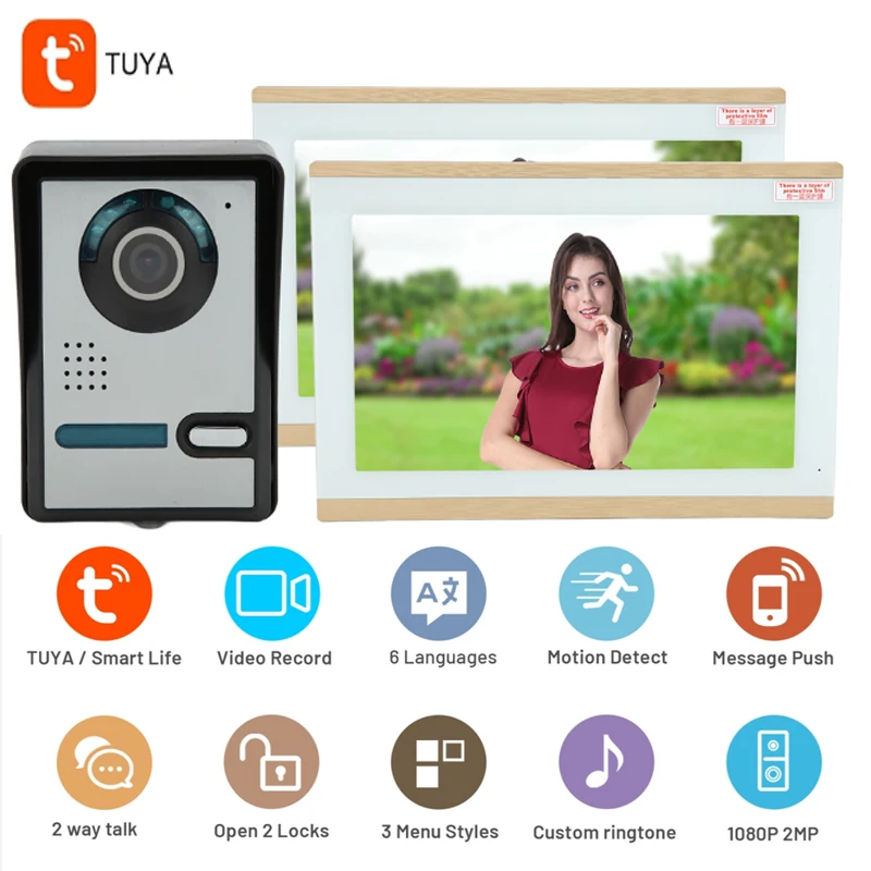 Ouch Screen 10.1 Inch Home Video Intercom TuYa Wifi App Villa Monitoring Phone Control Call Unlock 1To 2