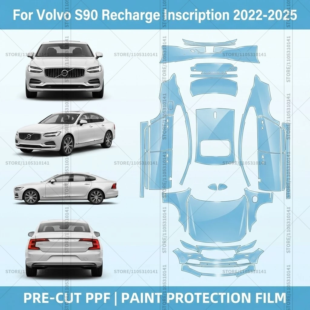 Pre-Cut Paint Protection Film PPF Transparent Car Film Professional Automotive PPF For Volvo S90 Recharge Inscription 2022-2025
