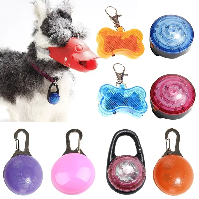 2pcs Night Safety Dog Collar Glowing Pendant LED Flash Lights Pet Leads Accessories Glow in The Dark Bright Necklace Dog Collar