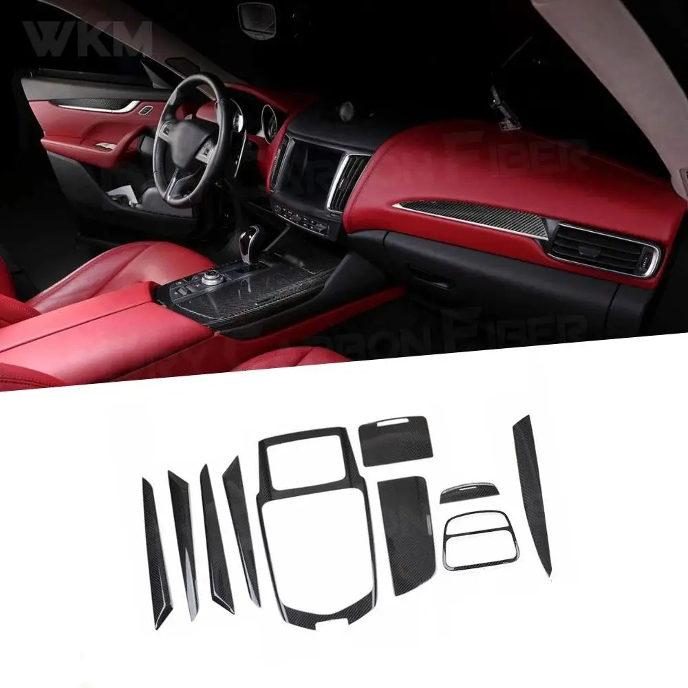 Car Center Console Dashboard AC Outlet Door Dry Carbon Fiber Interior Trim Covers for Maserati Levante 2016-2019
