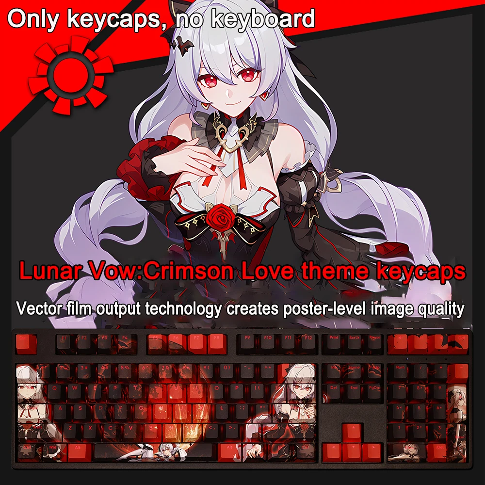 108 Keys/set Honkai Impact 3 Keycaps PBT Dye Subbed Firefly Keycaps Cherry Anime Cartoon Gaming Key Caps For ANSI 61 87 104 108