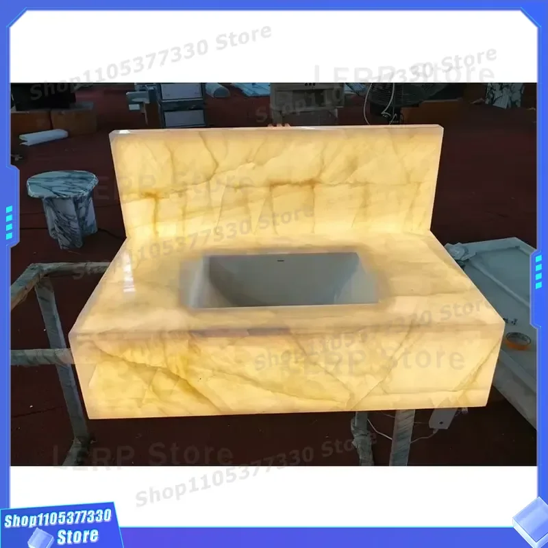 Modern Luxury White Marble Dresser Sink Natural Agate Stone Gold Bathroom Vanity Basin for Makeup Desk Kitchen Washbasin