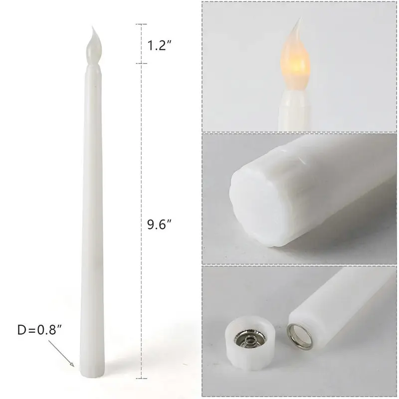 100pcs 28cm(H) Battery operated Flickering Flameless Ivory Led taper Candle lamp candlestick Wedding Home Table Decoration-AMBER