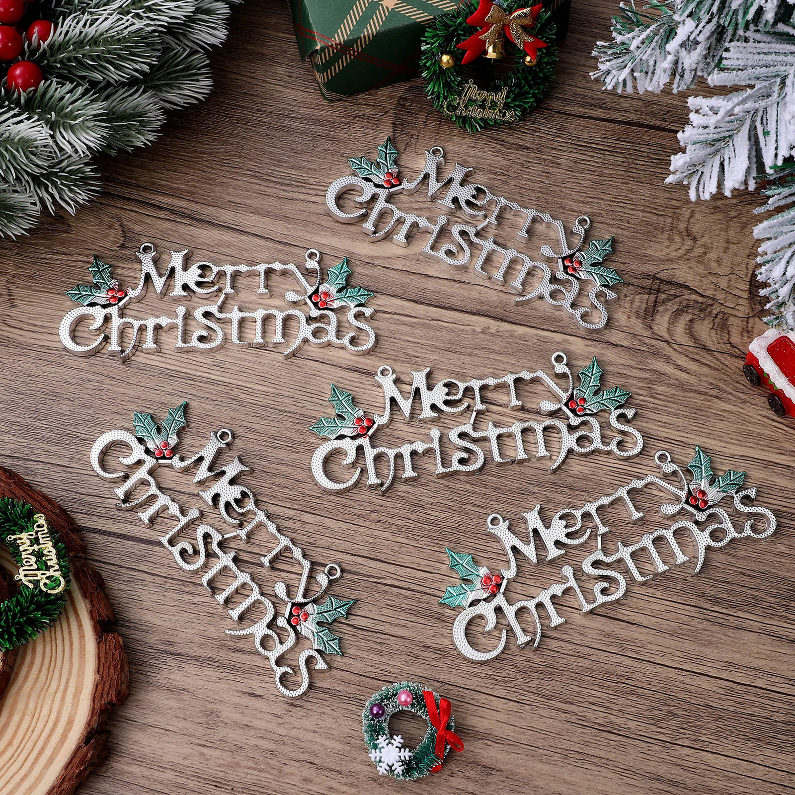 

12Pcs Christmas Letter Hanging Door Signs Plastic Xmas Pendant Holiday Decoration Ornament Merry Christmas Sign