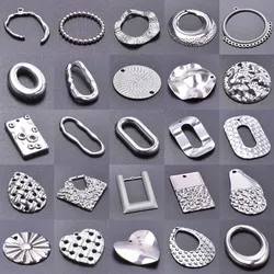 6pcs High Quality Stainless Steel Charms For Jewelry Making Quadrilateral Round Oval Pendant DIY Earrings Vintage Accessories