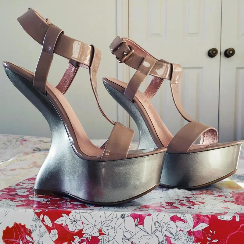 

Platfrom Patchwork Strage Style Sandals Sexy Pointed Toe Accept Customized Size35-46 New Arrivals Fashion Women Runway Shoes