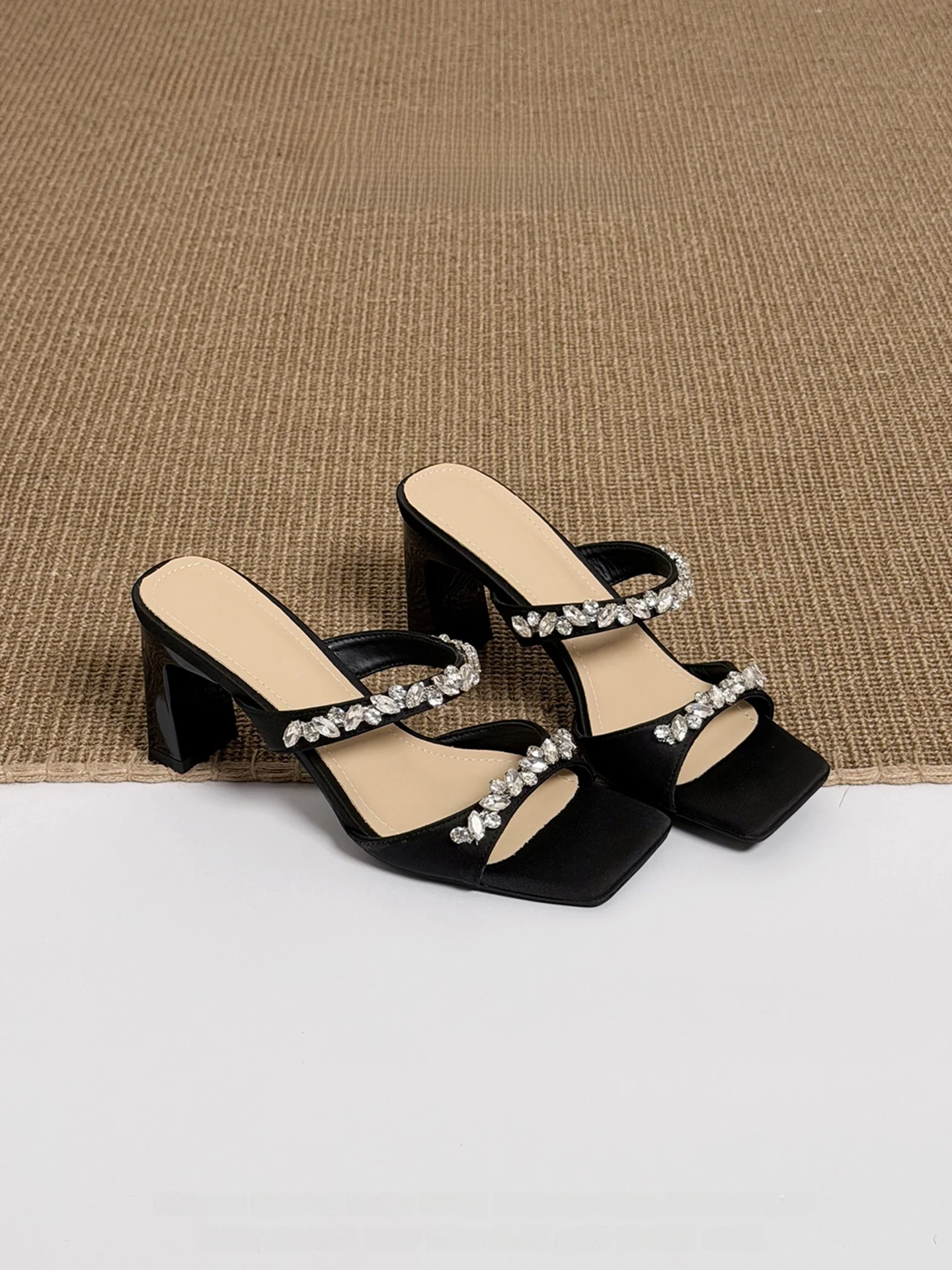 exquisite-leather-version-diamond-slippers-women's-summer-outdoor-high-heeled-sandals-black-elegant-slip-on-shoes-for-skirts