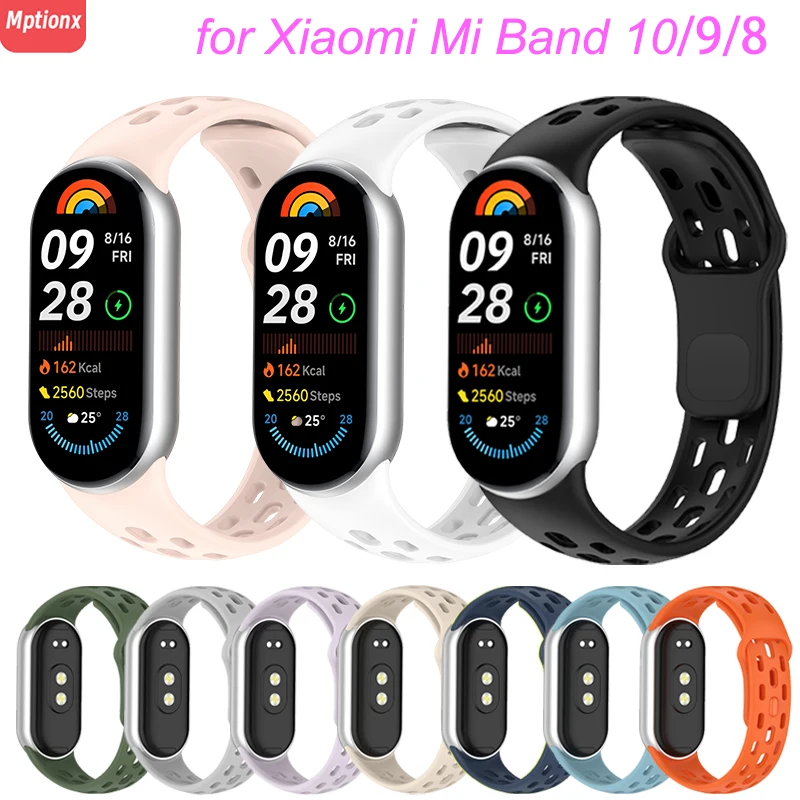 

Silicone strap for Xiaomi Mi Band 10 smart Sport Bracelet Wristband belt correa for Mi band 9 8 10 watch strap band Accessories