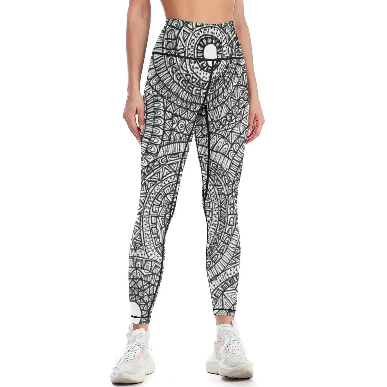 

Intensely detailed drawing sort of inspired by gears Leggings jogging pants sporty woman gym Womens Leggings