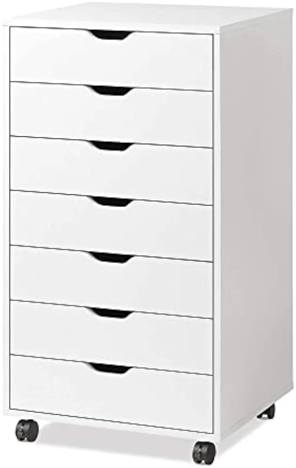 

7-Drawer Chest, Wood Storage Dresser Cabinet with Wheels, White，filing cabinet