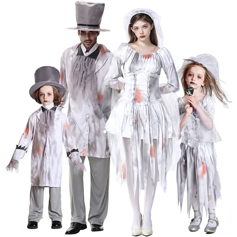 Carnival Halloween Horror Vampire Zombie Family Costume Day Of The Dead Creepy Bride Cosplay Fancy Party Dress