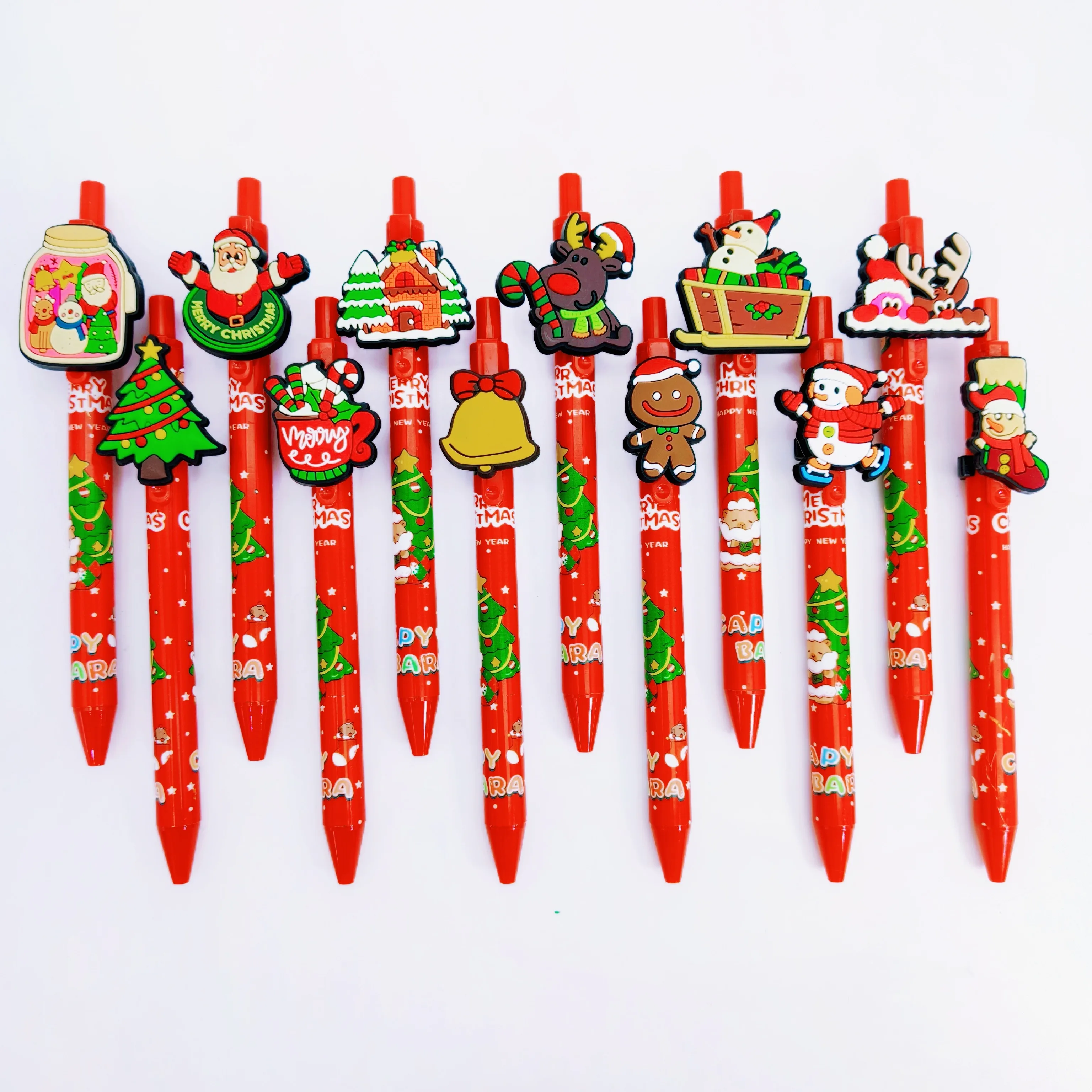

8 шт./12 шт. красная рождественская шариковая ручка счастливой тематикой, рождественская шариковая ручка для пресса, рождественская вечеринка, офисные обучающие канцелярские принадлежности