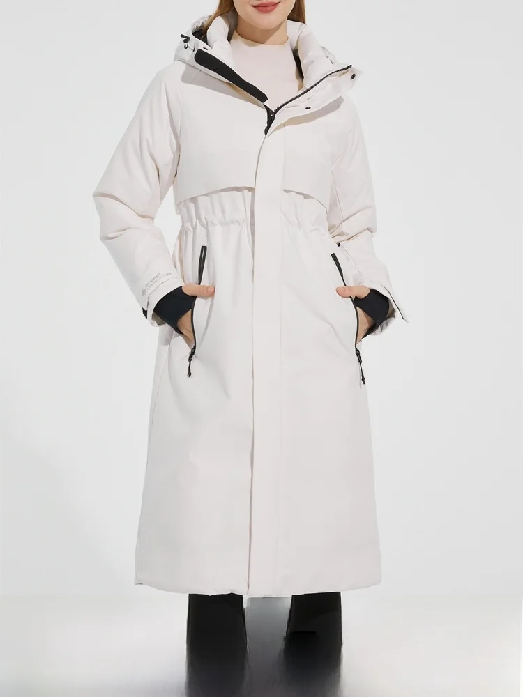 Women's Thiened Long down Jaet Goose down Snowsuit Functional Sle 3D Tailoring All-Weather Heavy-Du Warm Coat