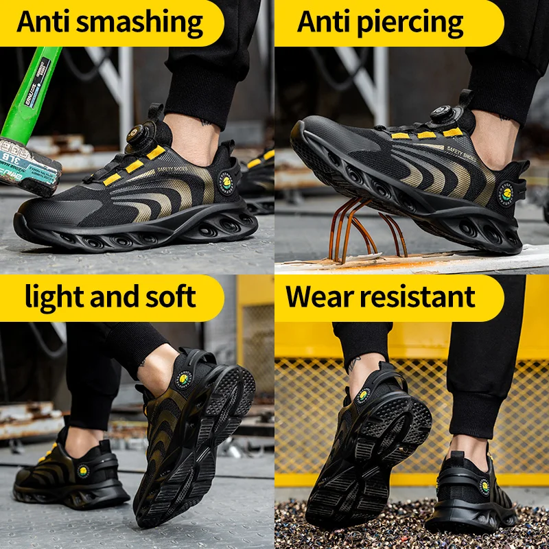 2023 New Rotary Buckle Women Men Safety Shoes Work Boots Safety Steel Toe Shoes Anti-smash Work Sneakers Indestructible Shoes