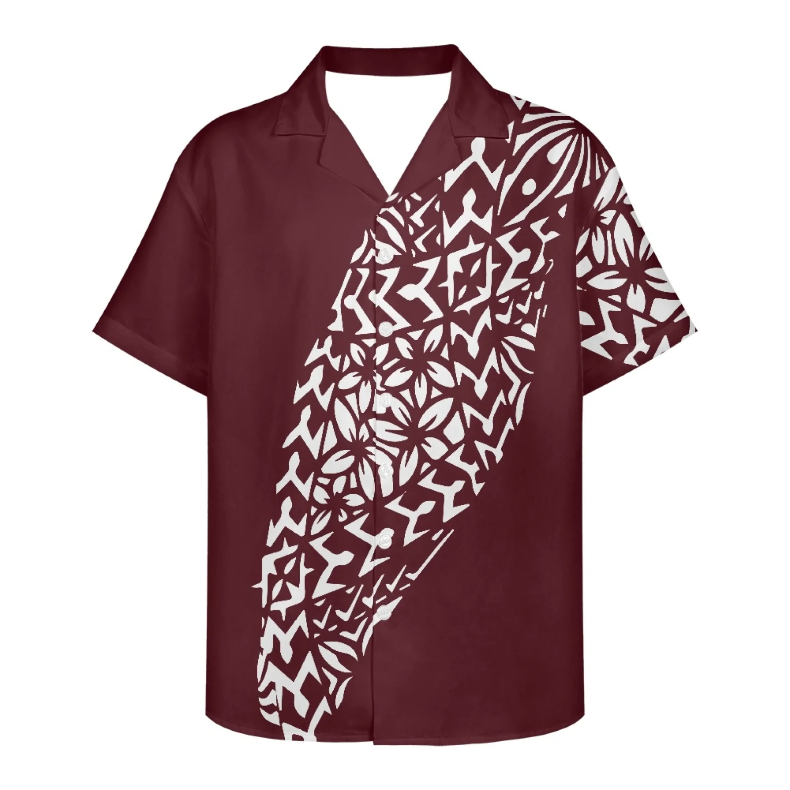 

Polynesian Hawaiian Casual Men's Sports Travel Men's Shirts Palm Leaf Printing Summer V-Neck Short Sleeve Men's Clothing