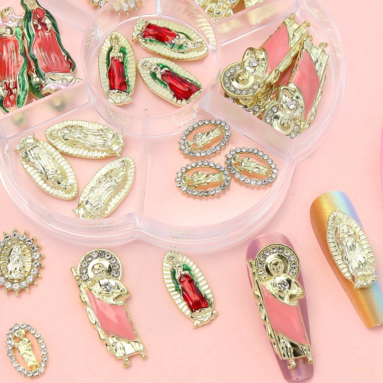 21Pcs/Box 3D Y2K Virgin Mary Nail Art Charms Death Akcesoria Części Do Ozdób Paznokci Materiały Projektowe Manicure Narzędzia Dekoracyjne *