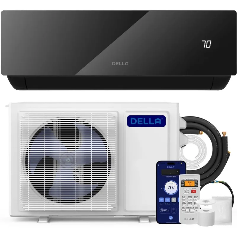 DELLA Umbra Series 9000 BTU Wifi Mini Split AC Funktioniert mit Alexa 19 SEER2 Kühler bis zu 450 Quadratfuß