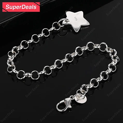 Stylish 925 Sterling Silver Star Bracelet Trendy Sweet Jewelry Accessory For Men And Women Perfect For Christmas Party Gift