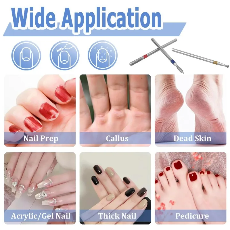 A Set for Nail Dead Skin Cuticle Cleaner Pre-treatment Tools  Diamond Nail Drill Bits Pro Russian Cuticle Clean Bit
