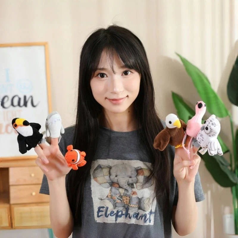 9CM Mini Fingerpuppen Lernspielzeug Für Kinder Hand Cartoon Vögel Meerestiere Plüschpuppe Handpuppen Erzählen Geschichte Geschenke – Detail 8