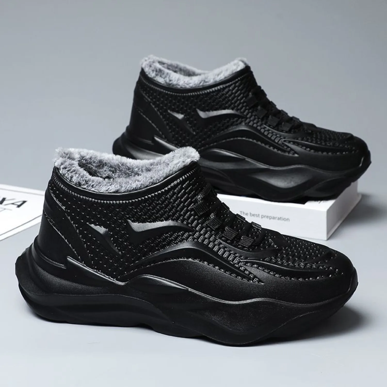 Waterproof Anti Slip Snow Boots Winter Fashion Men's Cold Thickened Fleece-lined Resistant Warm Cotton Shoes Christma Gifts