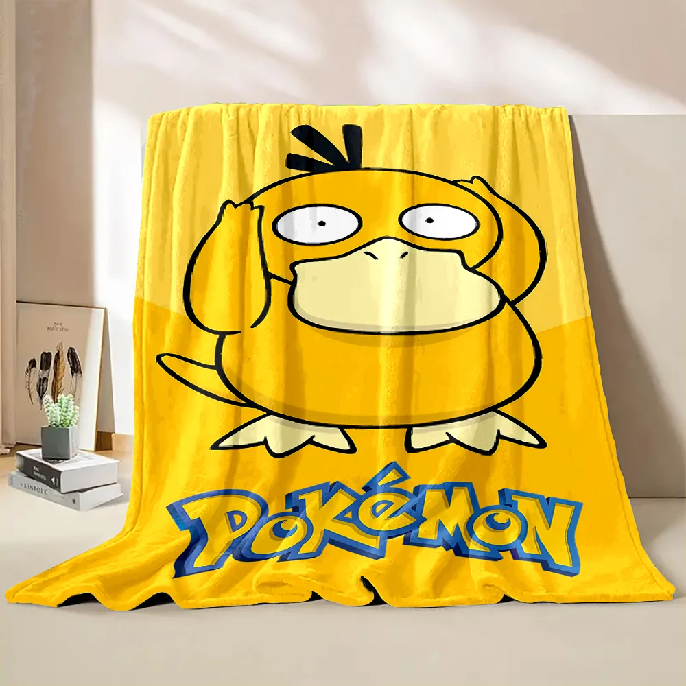 Japanese Pokemon Psyduck Blanket Flannel Soft Fluffy Fleece Throw Camping Blankets for Children Sofa Throw Thin Blanket Gift